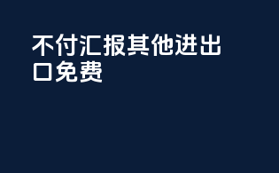 不付汇报其他进出口免费