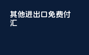 其他进出口免费 付汇