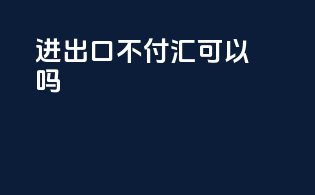 进出口不付汇可以吗