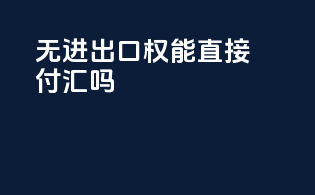 无进出口权能直接付汇吗