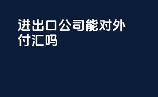 进出口公司能对外付汇吗