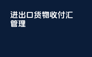 进出口货物收付汇管理