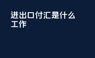 进出口付汇是什么工作