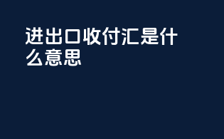 进出口收付汇是什么意思