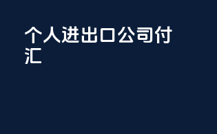 个人进出口公司付汇