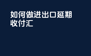 如何做进出口延期收付汇