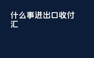 什么事进出口收付汇