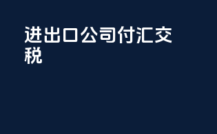 进出口公司付汇交税
