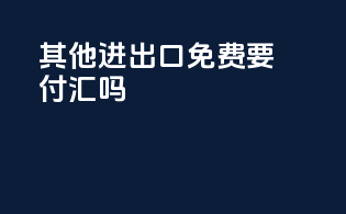 其他进出口免费要付汇吗