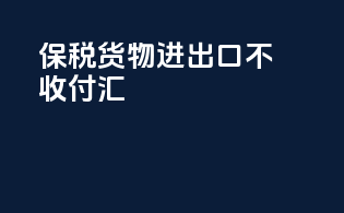 保税货物进出口不收付汇