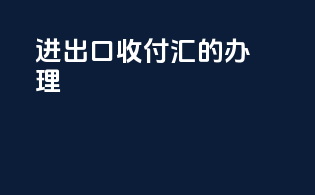 进出口收付汇的办理