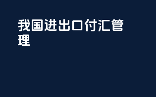 我国进出口付汇管理
