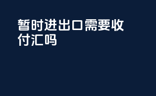 暂时进出口需要收付汇吗
