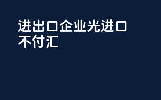 进出口企业光进口不付汇