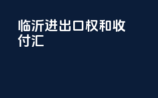 临沂进出口权和收付汇