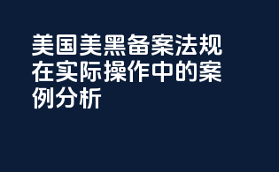 美国美黑备案法规在实际操作中的案例分析