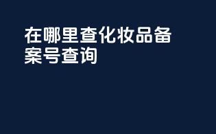 在哪里查化妆品备案号查询