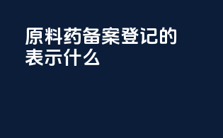原料药备案登记的A表示什么