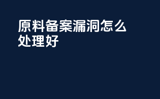 原料备案漏洞怎么处理好