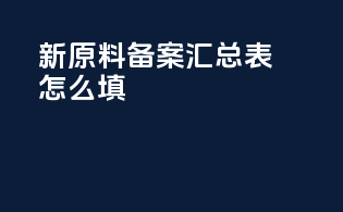 新原料备案汇总表怎么填