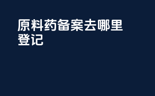 原料药备案去哪里登记