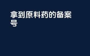 拿到原料药的备案号