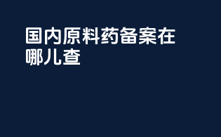 国内原料药备案在哪儿查